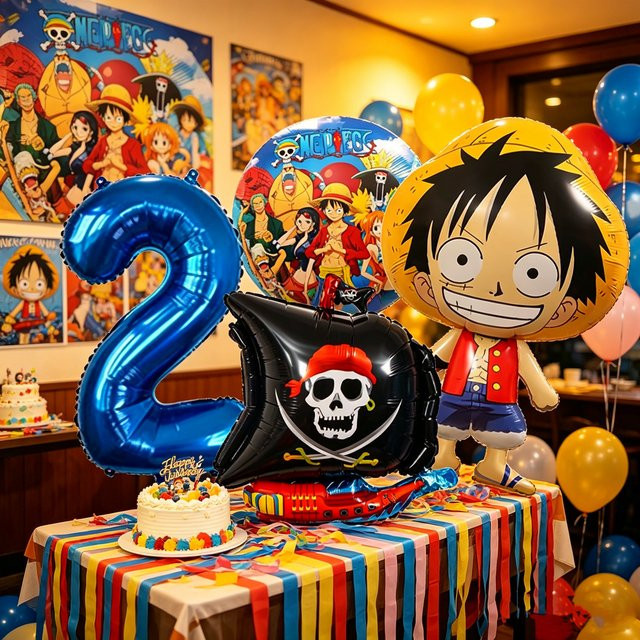 One Piece Anime Luffy Geburtstagsdekoration mit Zahlenballons Set von Bandai in Mehrfarbig - Bild 1