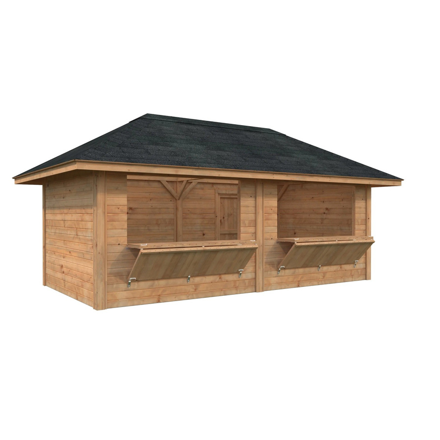 Marktstand Palmako Bianca Set 111 aus Holz in Braun mit Pyramidendach, B/T/H: 588 x 300 x 319 cm - Bild 2