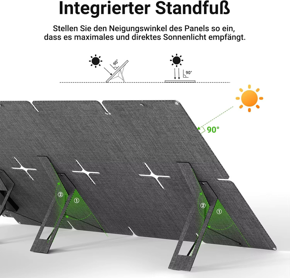 LIONSHEE 60W Mini Solarpanel Tragbares Solarladegerät mit USB-C und IP67 Wasserdichtigkeit für Powerstations und Powerbanks - Bild 3