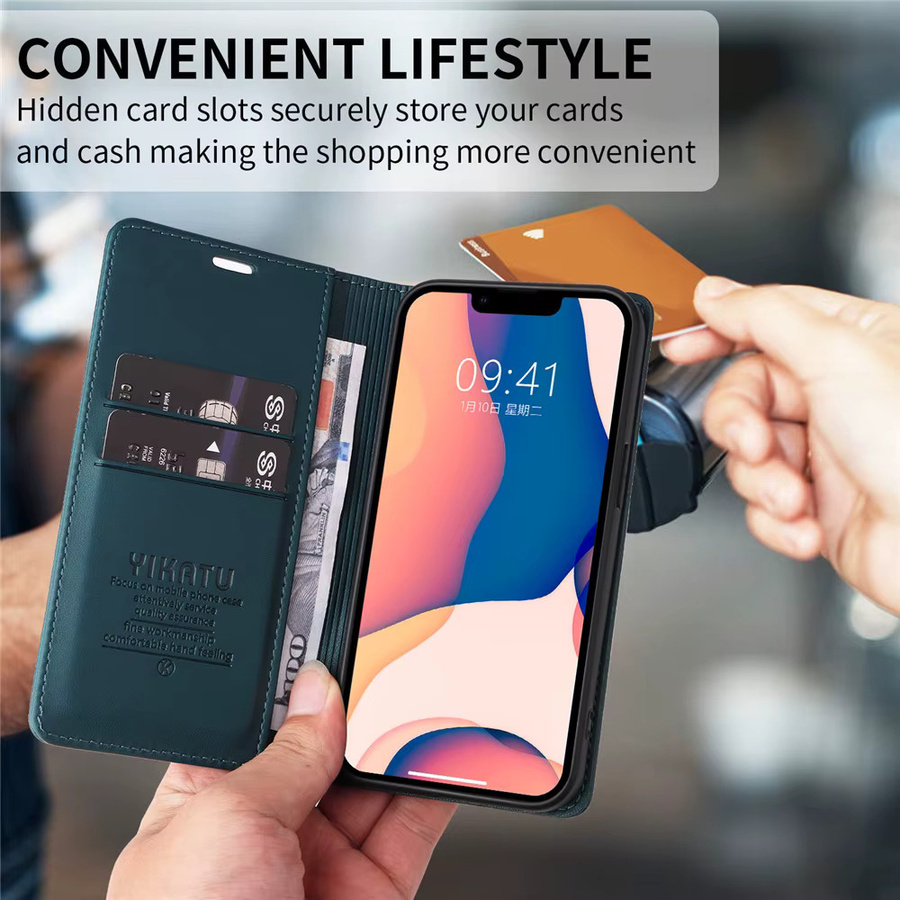 Magnetische Leder-Kartenhülle für Xiaomi 17T Pro 5G in Rot mit Wallet-Funktion - Bild 5