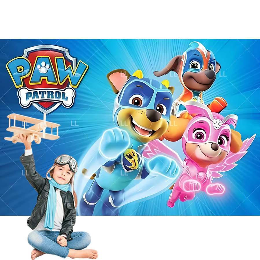 Paw Patrol Party-Dekoration mit niedlichen Welpen, Fotografie-Hintergrund-Banner für Kindergeburtstage, Mehrfarbig, B x H: 120 x 90 cm - Bild 2