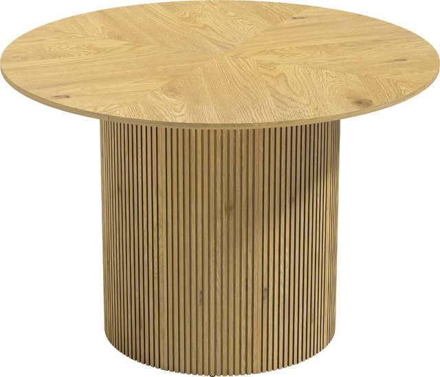 HOMCOM Runder Esstisch in Eiche mit geriffelter Basis und Metallgestell, Ø 110 cm, Höhe: 75 cm - Bild 1