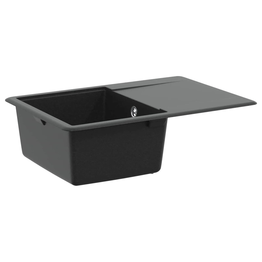 vidaXL Waschbecken aus Granitkomposit in Schwarz, B: 67 cm, T: 46 cm, H: 31 cm - Bild 2
