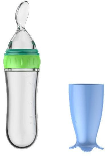 DHDH Silikon Quetschlöffel mit Babyflasche für Nahrungsergänzungsmittel, BPA-frei, grün/blau/mehrfarbig - Bild 1