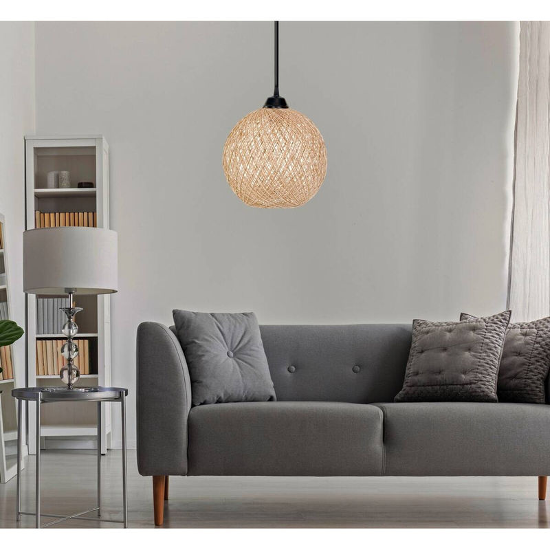 Opviq Pendelleuchte Bohemian in Weiß und Braun mit Jute und metallischen Akzenten, E27, Höhe: 55 cm, Breite: 22 cm, Tiefe: 24 cm - Bild 2