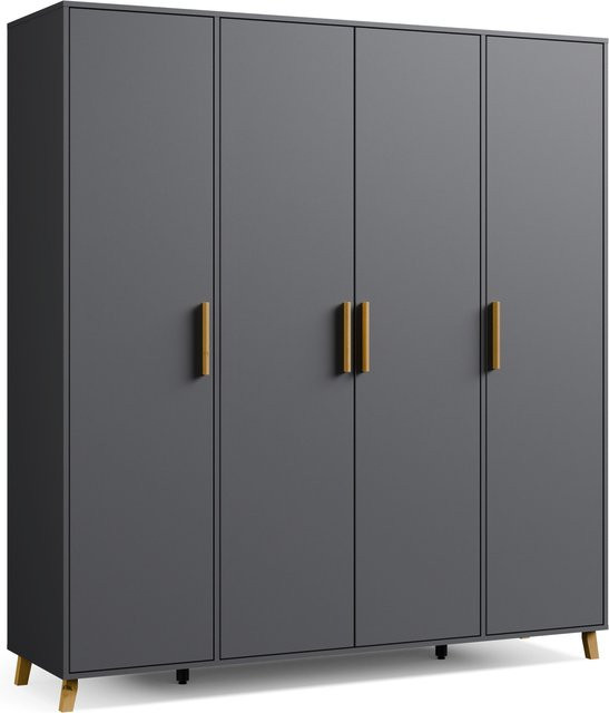RAUCH BLUE Shinjo Drehtürenschrank in Grau mit Regalböden und Kleiderstange, B/H: 187 x 203 cm - Bild 1