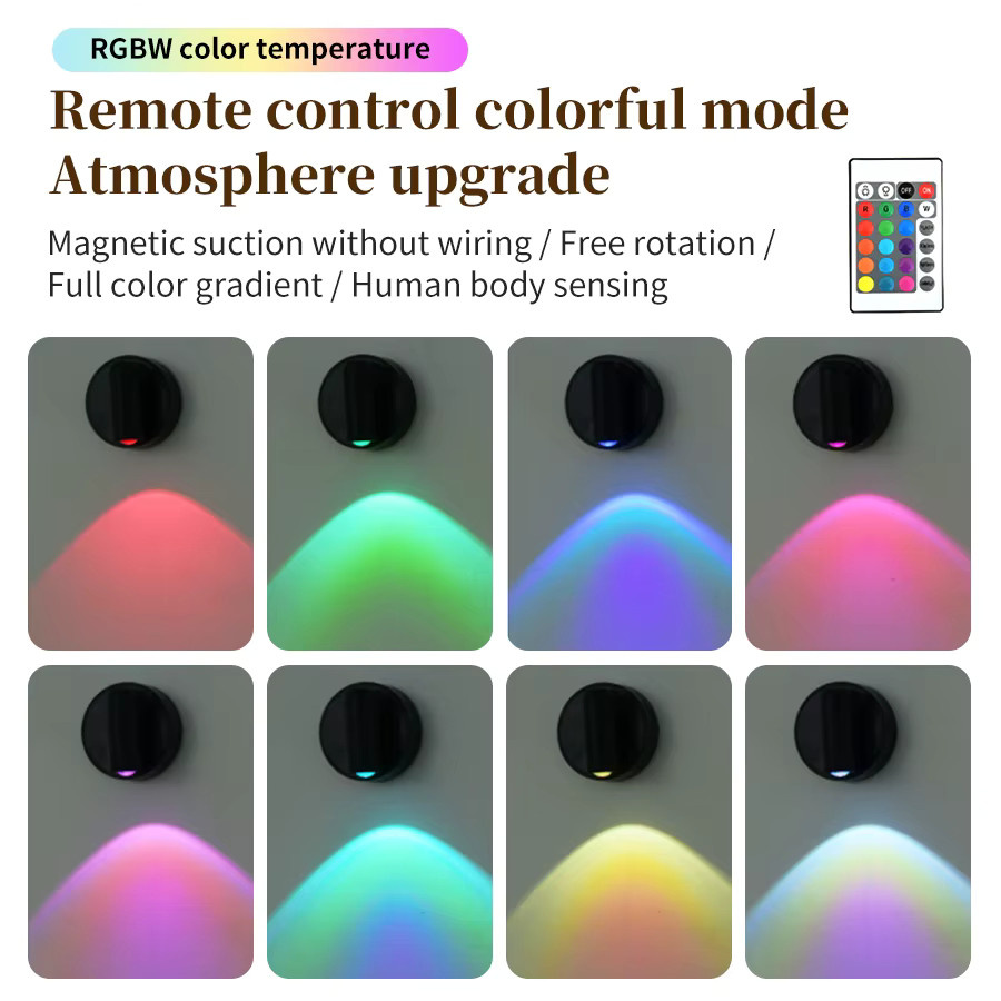 GGBEE Magnetische LED-Wandleuchte mit USB-Akku, RGB-Multicolor, Touch-Dimmung und Fernbedienung, Schwarz - Bild 2
