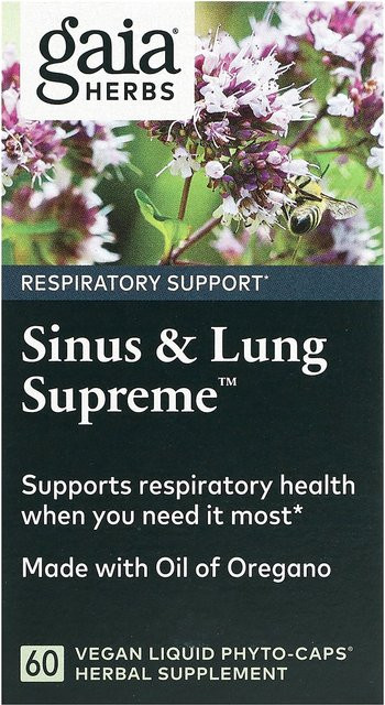 Gaia Herbs Sinus & Lung Supreme Veggie Flüssig-Phyto-Kapseln, 60 Tabletten - Bild 1