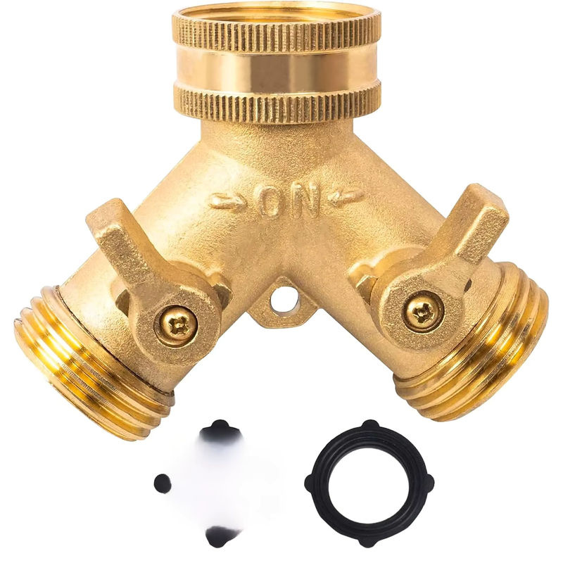 3/4 Zoll 2-Wege-Gartenschlauch-Splitter aus Messing in Gold, Y-Typ Wasserhahnbewässerungsanschluss und Verteiler für den Außenhahn, 3er Set - Bild 5