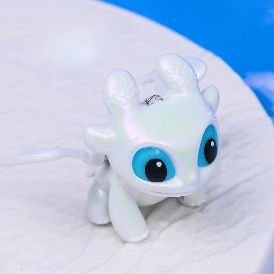 Potdemiel Zahnloser Nachtfury Light Fury Leuchtender Schlüsselanhänger, mit beweglichem Flügel - Bild 3
