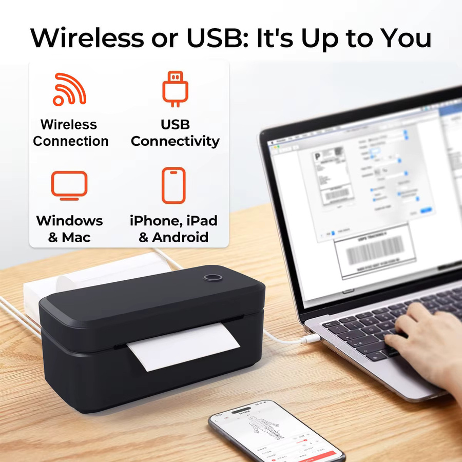 Marklife X4 Thermo-Etikettendrucker in Schwarz, tragbarer Bluetooth-Drucker für 4 x 6 Versandetiketten mit automatischer Etikettenerkennung - Bild 5