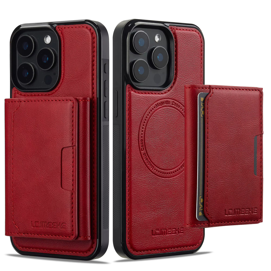 Aierkeba 2-in-1 Magnetische Lederhülle mit abnehmbarer Tasche für iPhone Modelle in Schwarz und Rot - Bild 3