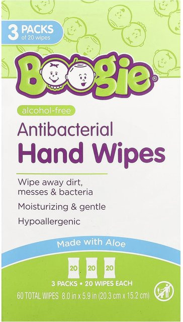Boogie Wipes Antibakterielle Handreinigungstücher, 3er-Packung - Bild 1