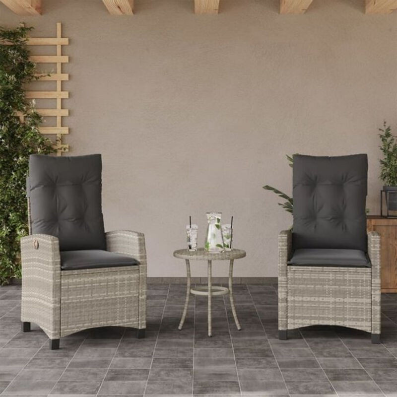 Vidaxl Gartensessel Set aus Poly-Rattan mit Kissen in Hellgrau und Anthrazit, 2er Set verstellbar und modern - Bild 1