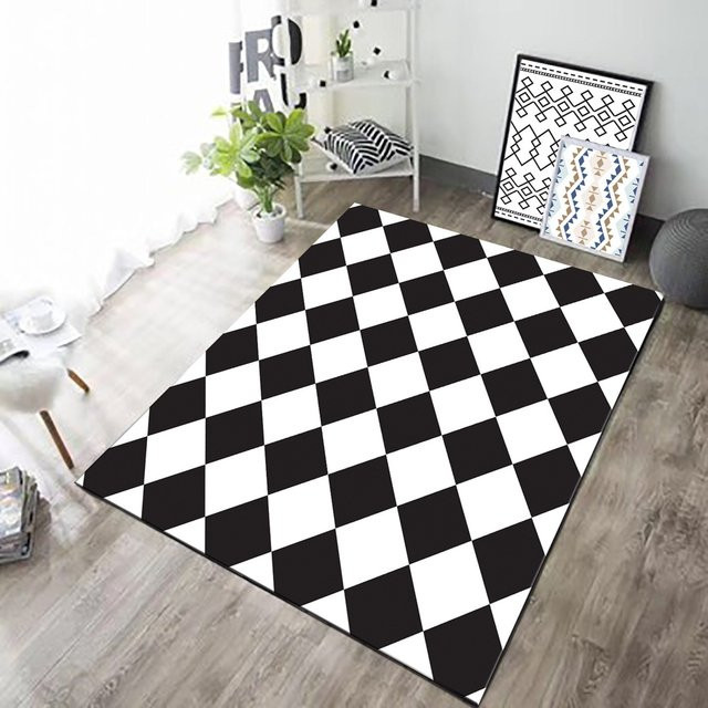 VIKAMA Teppich in Schwarz mit Checkerboard-Muster, modern und rechteckig, B/T: 120 x 80 cm - Bild 1