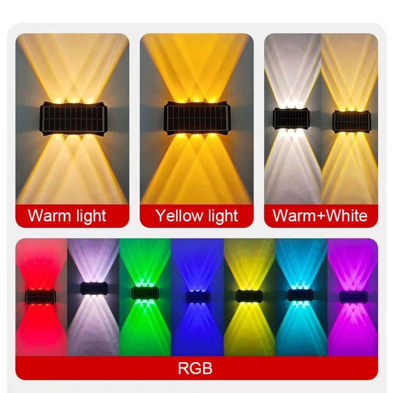IEEYEEY Solar LED Wandlampe Outdoor in Schwarz mit Up-and-Down-Beleuchtung und Warmweißem Licht für Garten, Hof und Balkon - Bild 2