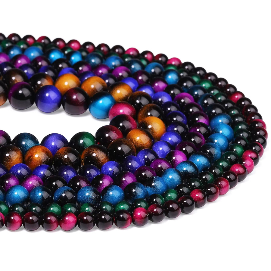 Perlen Tigerauge-Stil Türkis, Bunt, Unisex - Bild 5