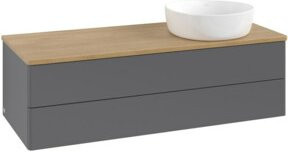 V&B Antao Waschtischunterschrank mit LED-Beleuchtung, Anthrazit lackiert, Eiche Honig, B/T/H: 120 x 36 x 50 cm - Bild 1