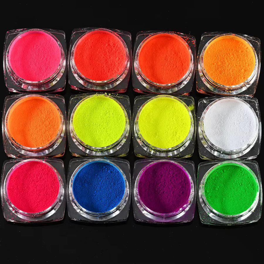 HotPress Nagelkunst-Pulver, 12 Farben, Neon Chrom Pigment, Unisex - Bild 3