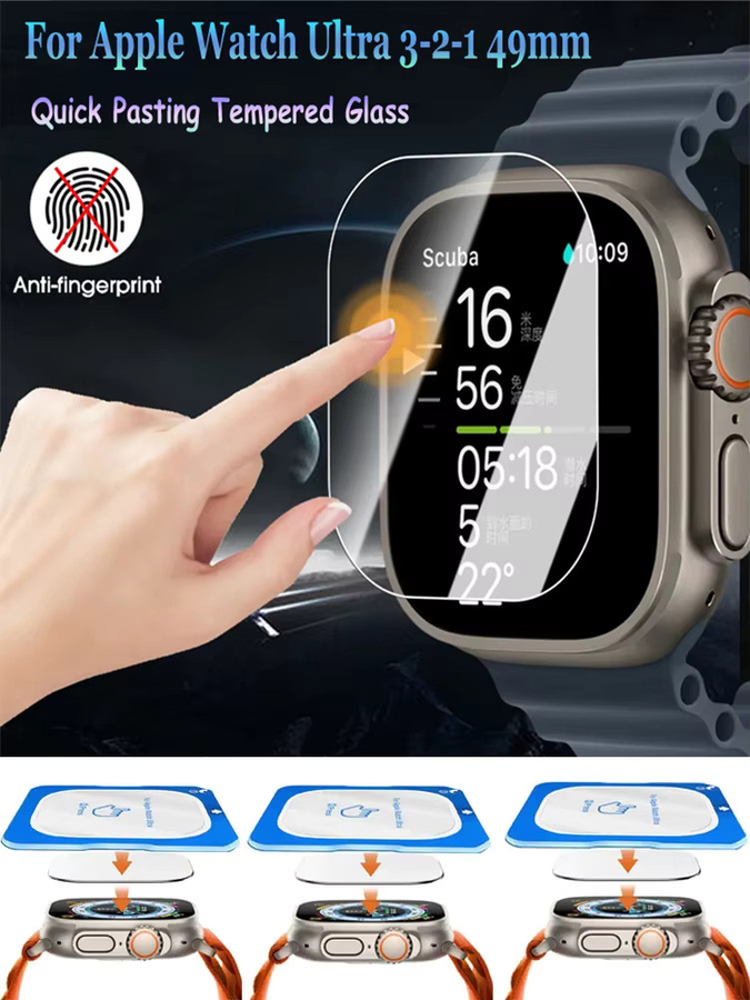 Apple Schutzglas für Apple Watch Ultra, 49 mm, Schwarz, Transparent, Unisex - Bild 6