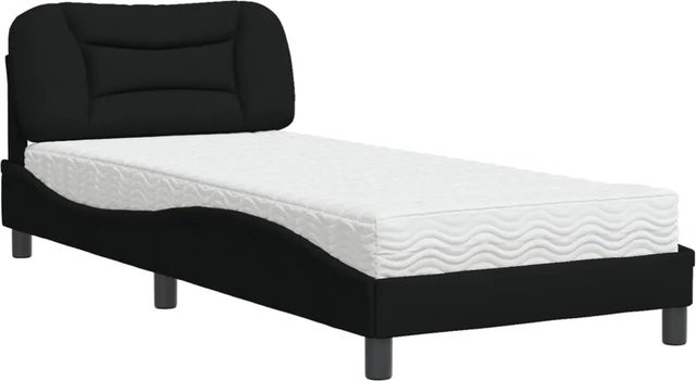 vidaXL Bett Hvar mit Matratze Schwarz aus Stoff und Kiefernholz B/T/H: 90 x 190 cm - Bild 1
