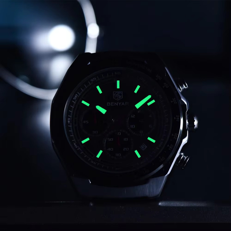 BENYAR Chronograph, Quarzuhr, Schwarz, Silikon, Herren - Bild 4