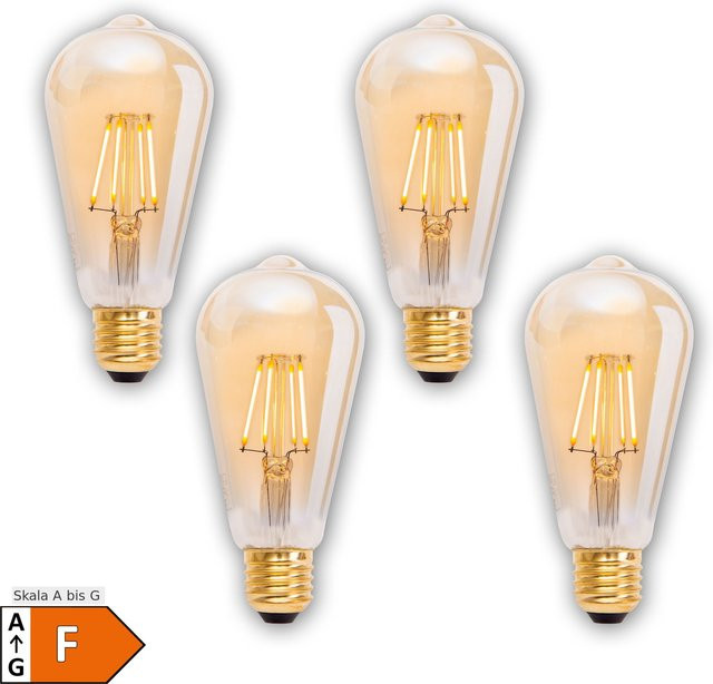 Näve LED-Leuchtmittel DILLY E27 4W warmweiß transparent 4er-Set H: 14,6 cm, Ø: 6,4 cm - Bild 1