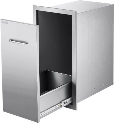 VEVOR Müllschublade aus Edelstahl für Außenküchen und Grillinseln, Farbe Silber Matt, B/T/H: 34,4 x 49,8 x 65,5 cm - Bild 1