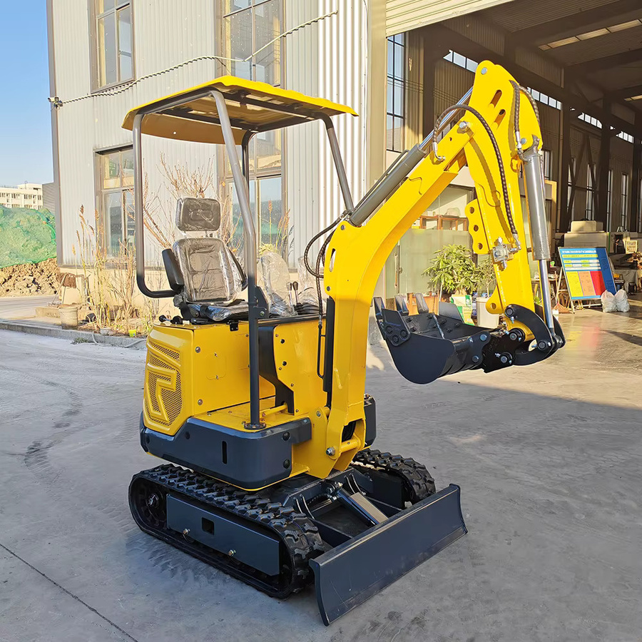 EACHAN Minibagger 1,2 Tonnen kleiner Raupenbagger mit Daumen in Gelb - Bild 3