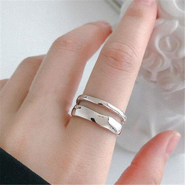 Ring 925 Sterling Silber, Geometrische Welle, Unisex - Bild 1