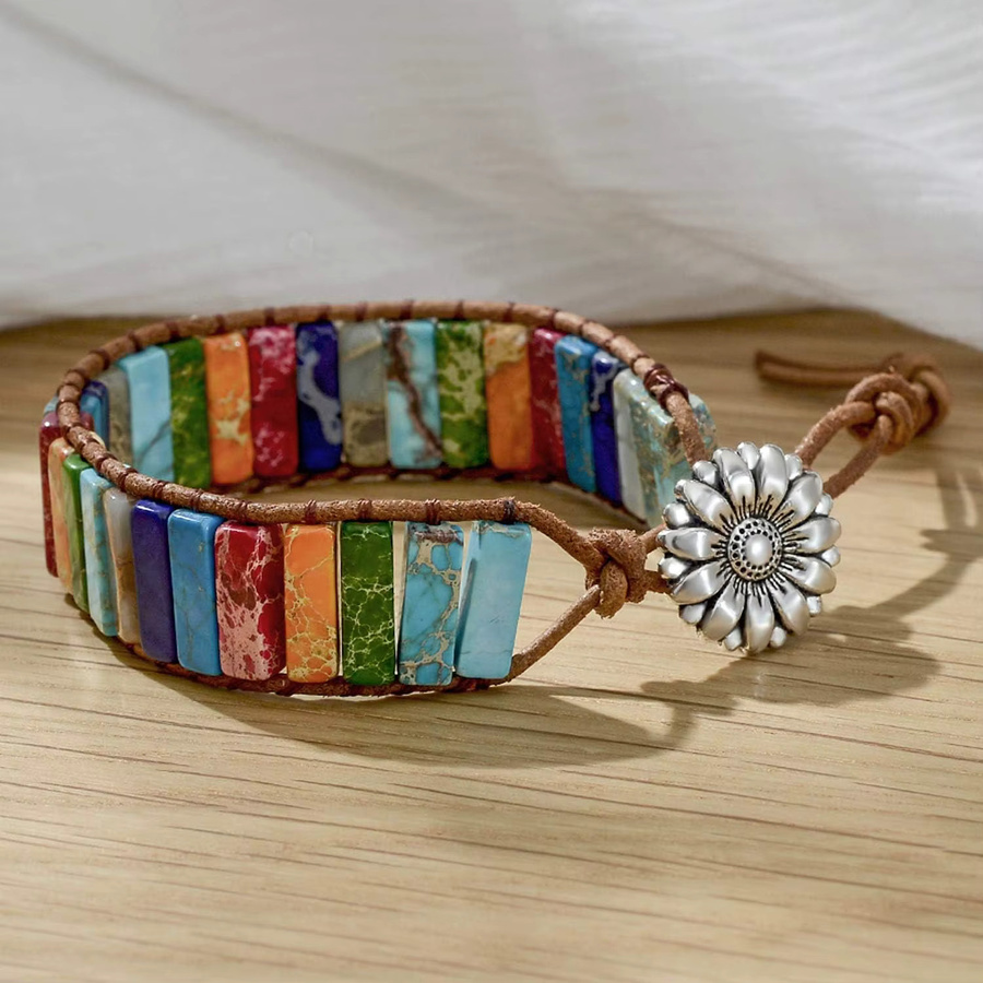 duobeiduo Armband, Leder, Kristall, Bunt, Unisex, Boho - Bild 4