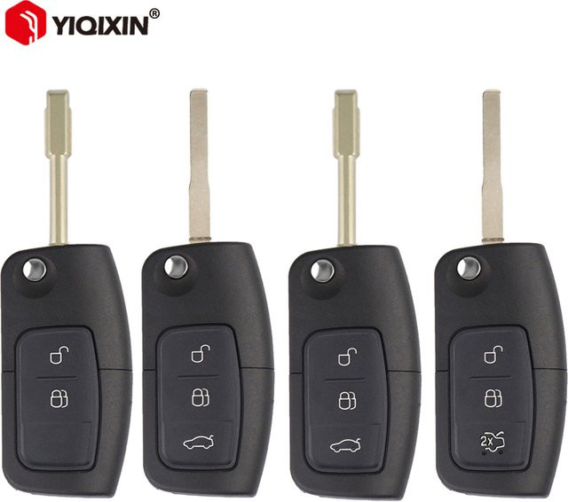 YIQIXIN Remote-Autoschlüssel Schale für Ford Focus, Fiesta, Mondeo und Galaxy in Schwarz ohne Logo und ungeschnittene Klinge - Bild 1