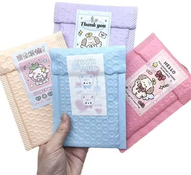 10 Stück gepolsterte Bubble Mailer in Makaronenfarben, selbstklebende Versandtaschen aus Kunststoff und Schaumstoff, Blau und Mehrfarbig - Bild 1