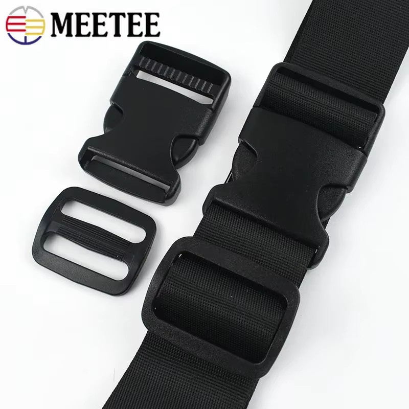 Meetee Gurtband-Kunststoffschnallen und Schnellverschluss-Clips in Schwarz, verstellbare Schiebehaken für Taschen und Hundehalsbänder, 15-50mm - Bild 5