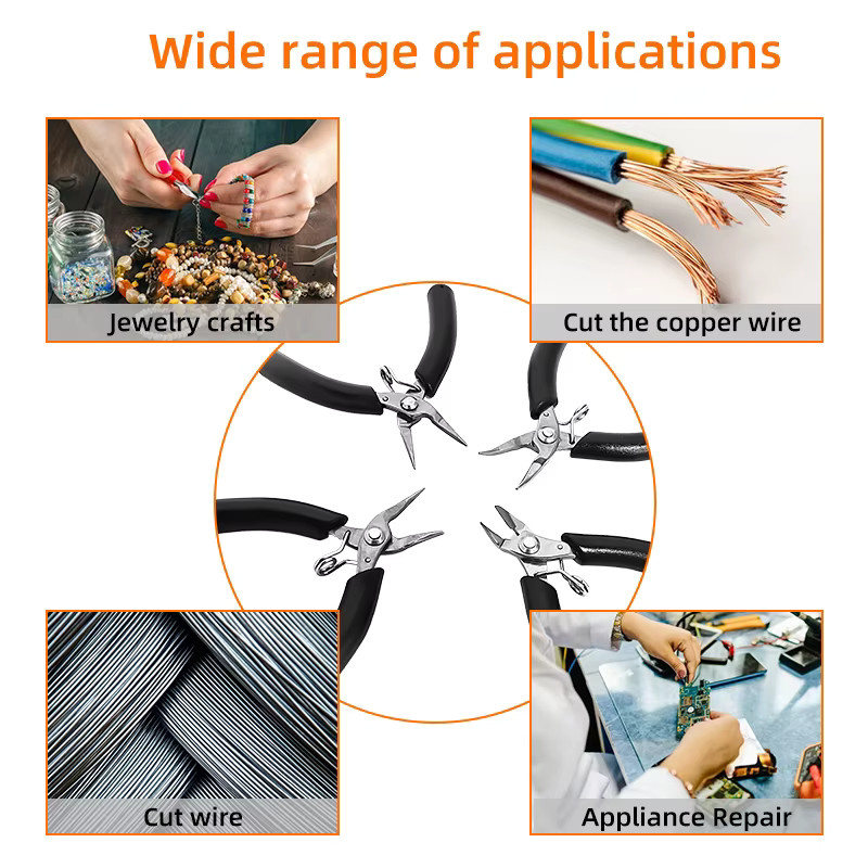 KUAIQU Mini Multi-Tool Zangen-Set 3,5 Zoll mit Spitzzange, Rundzange und Seitenschneider zum Draht- und Kabelschneiden sowie Crimpen - Bild 4
