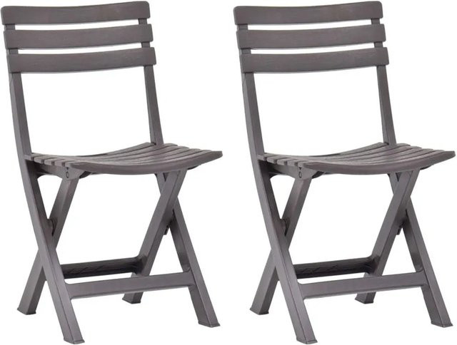 Furnicato Set aus 2 klappbaren Gartenstühlen aus Kunststoff in Mokka - Bild 1