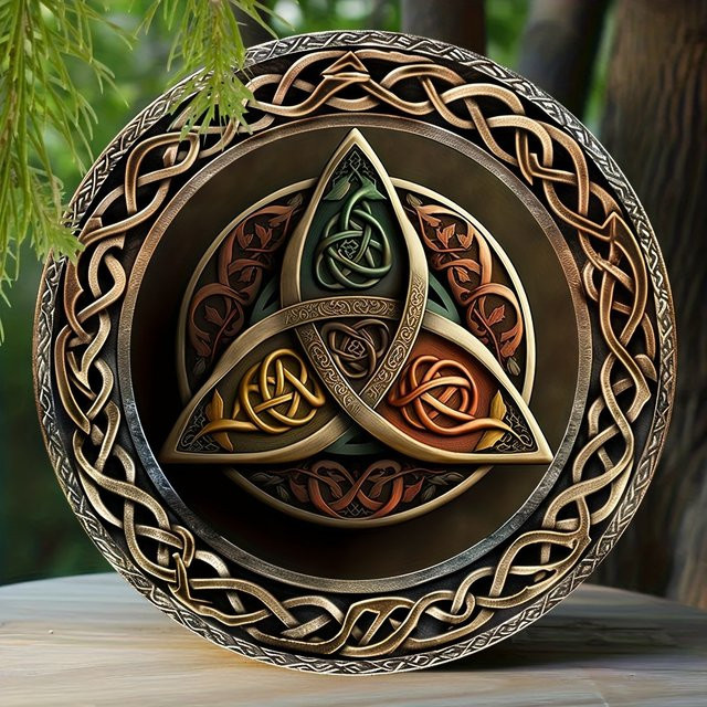 HELLOYOUNG Keltisches Triskelion-Symbol Wandschild aus Aluminium, Mehrfarbig, Durchmesser: 20,32 cm - Bild 1