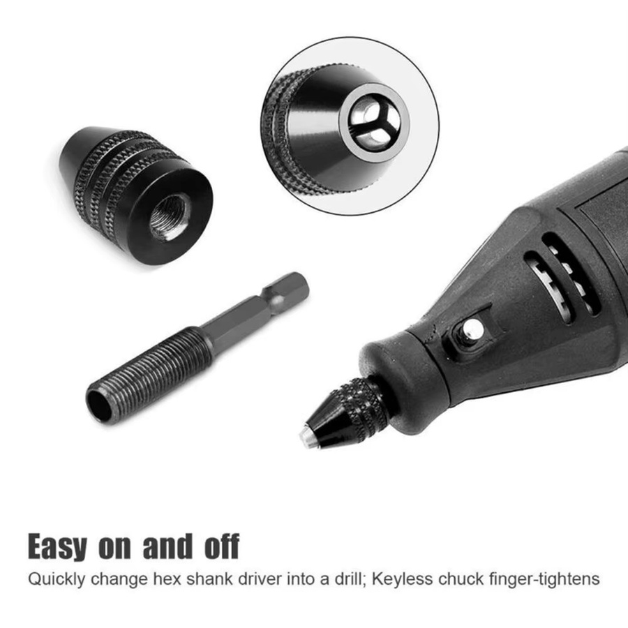 DAZZLEEX Bohrfutter Adapter mit Sechskantschaft für Elektrobohrer, Schnellwechsel-Konverter für Bohrer von 0,3-8mm, Schwarz - Bild 4