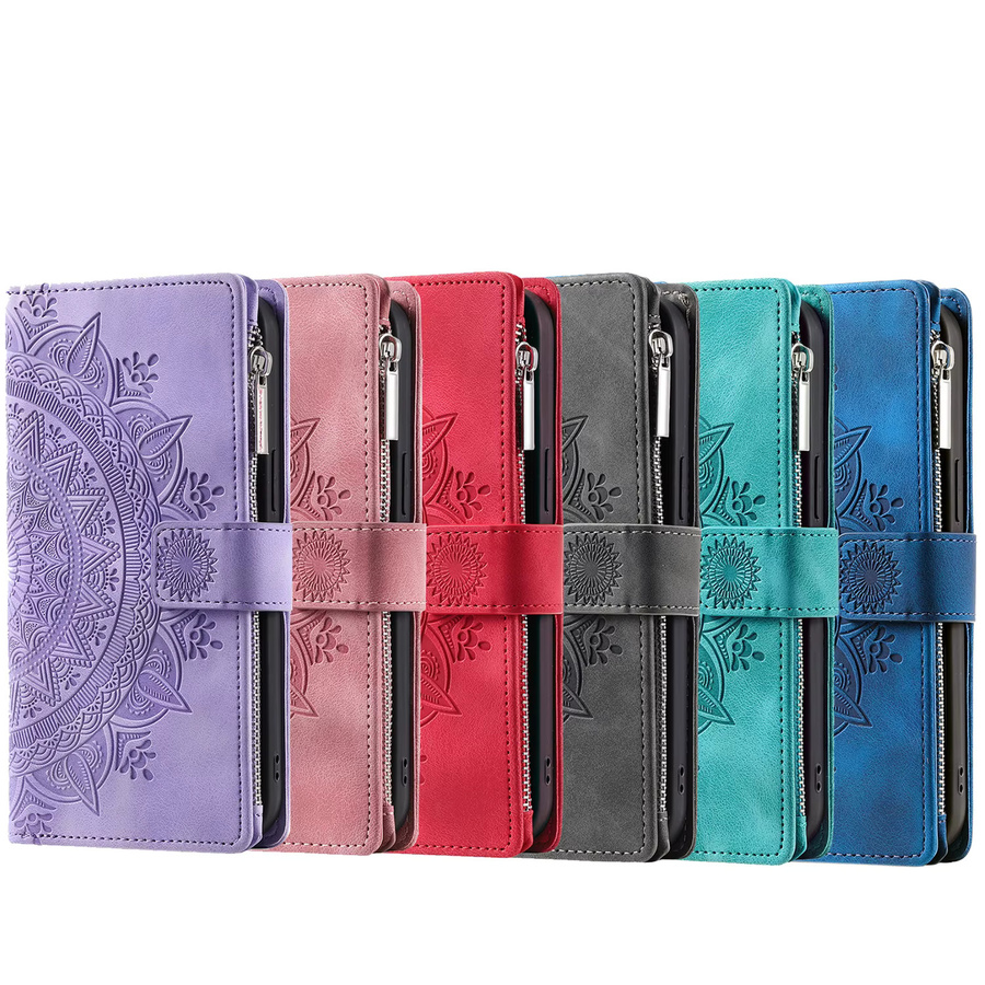Leder-Flip-Hülle mit Prägung als Kartenetui für Samsung Galaxy S26 S25 S24 S23 S22 S21 S20 Ultra Plus FE und Note 20 10 9 in Rot oder Blau - Bild 2