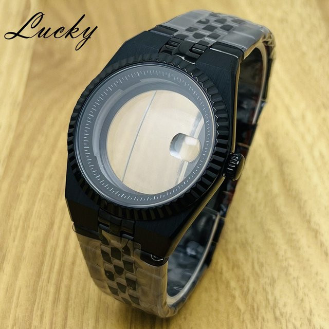 MUZHI Uhrengehäuse mit Armband, Edelstahl, Schwarz, 40 mm, Unisex - Bild 1