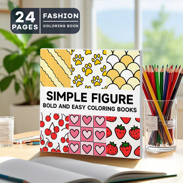 Malbuch für Erwachsene mit einfachen Mustern und lebendigen Designs in Multicolour auf 24 Seiten aus dickem Papier - Bild 1