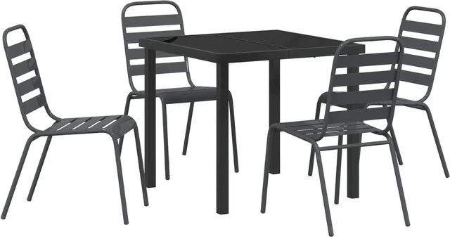 vidaXL Garten Essgruppe 5-teilig aus Stahl und Glas in Anthrazit im Industrie-Stil - Bild 1