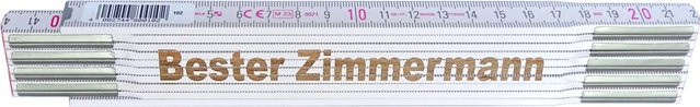 Stabila Zollstock mit Lasergravur Bester Zimmermann, weiß, 2 m - Bild 1