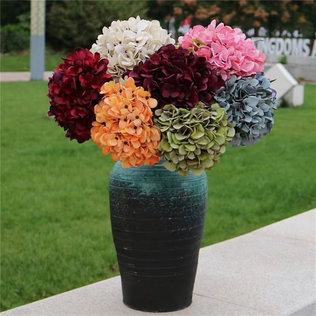 TTCY Künstliche Hortensien Blumen in Rot und Multicolour für Hochzeit, Wanddekoration und DIY-Blumensträuße - Bild 1