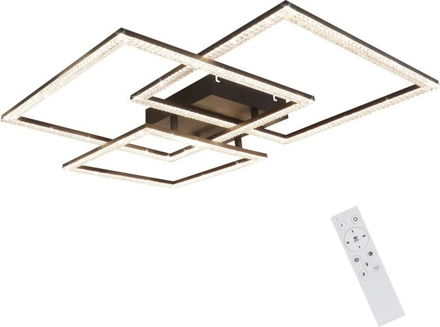 NETTLIFE LED Deckenleuchte aus Metall und Kristall in Schwarz, dimmbar mit Fernbedienung, Breite: 75 cm - Bild 1