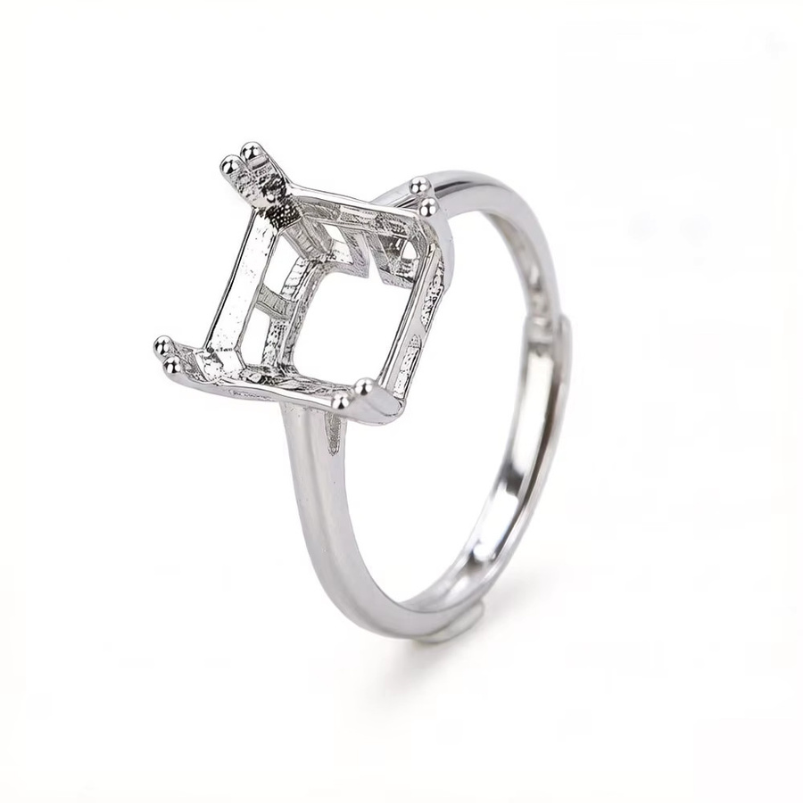 weainy Ringfassung, 925 Silber, Quadratisch, Verstellbar - Bild 2