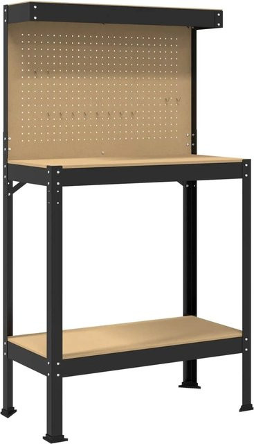 vidaXL Werkbank aus Metall und Sperrholz in Schwarz, B/T/H: 81 x 41 x 145 cm - Bild 1