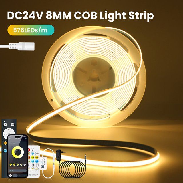 GAHADA COB LED Streifen Linear mit Bluetooth Steuerung, dimmbar CCT, 576 LEDs/m, 24V, RA90, für Home Beleuchtung - Bild 1