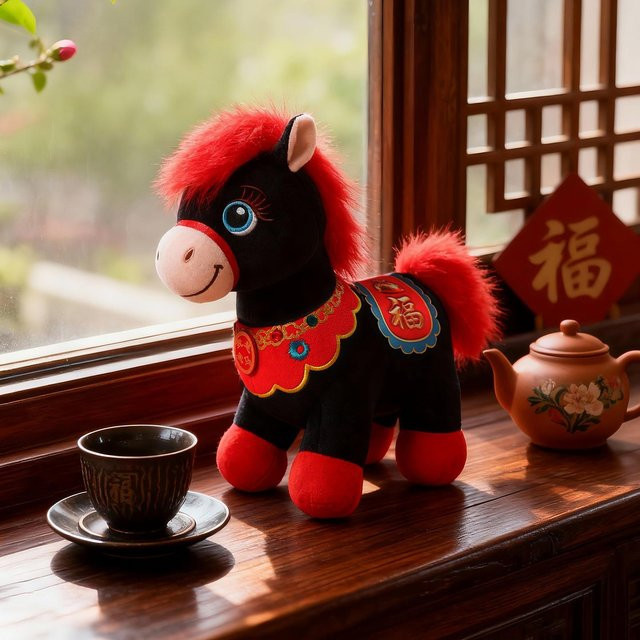 Fashnics Pferd Maskottchen Plüschtier, schwarz, ab 6 Jahren - Bild 1