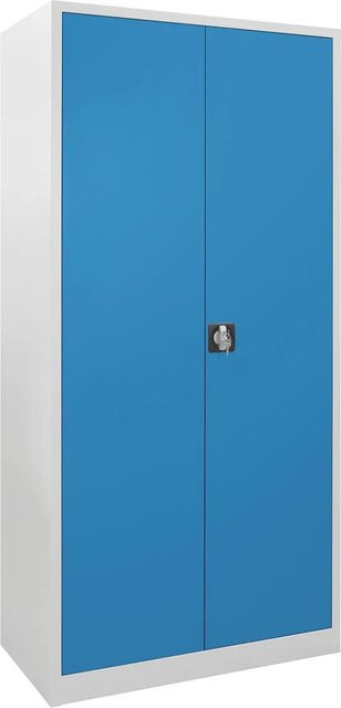 PROREGAL Flügeltürschrank Owl aus Stahl mit 4 Fachböden und Schloss, Farbe: Lichtgrau/Lichtblau, H x B x T: 195 x 95 x 50 cm - Bild 1
